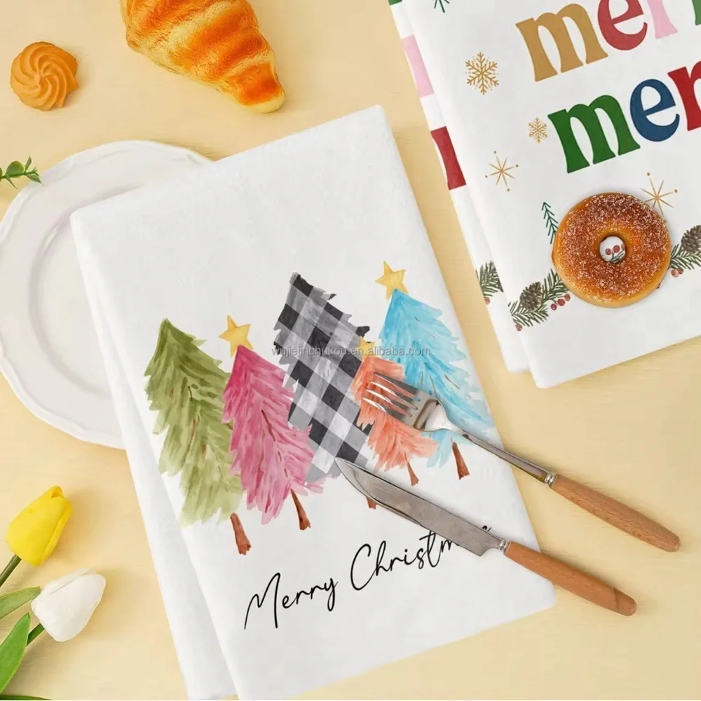 Kitchen Christmas Drying Towels Set of Two